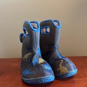 Baby Bogs Boots Blue Dino Dinosaur 10 Winter Pull On Snow